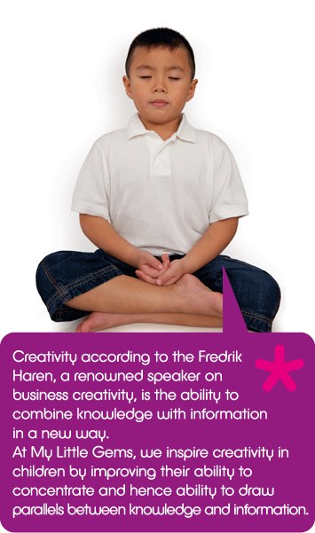 A child practising mindfulness at My Little Gems